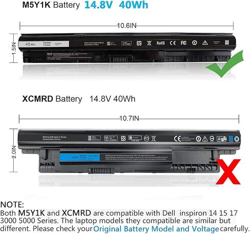 بطارية 40WH نوع M5Y1K 14.8V متوافقة مع Dell Inspiron 15 3000 5000 Series Notebook 5559 5558 5555 5566 3551 3552 3558 3567 5755 5758 5759 3451 3452 5458 GXVJ3 HD4J0 P51F P47F P63F P64G 453-BBBP in Kuwait
