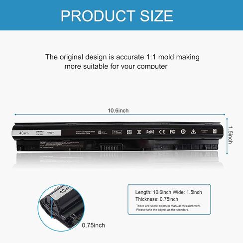 بطارية 40WH نوع M5Y1K 14.8V متوافقة مع Dell Inspiron 15 3000 5000 Series Notebook 5559 5558 5555 5566 3551 3552 3558 3567 5755 5758 5759 3451 3452 5458 GXVJ3 HD4J0 P51F P47F P63F P64G 453-BBBP in Kuwait