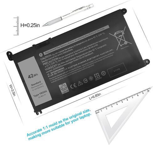 YRDD6 VM732 1VX1H بطارية لديل انسبايرون 14 5480 5482 5485 5493 15 3501 3583 3584 3493 3593 5585 5590 5593 5481/5482/5491 5591 7586 3310 2-in- 1 فوسترو 3491 3590 5481 5490 5581 5590 42WH كمبيوتر محمول in Saudi Arabia
