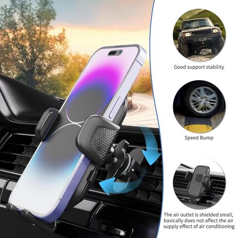 حامل هاتف Poboko لتنفيس السيارة [حاملات هواتف مطورة 2023] حامل هاتف خلوي للسيارة بدون استخدام اليدين مناسب للهواتف الذكية، iPhone. [قوي عسكري، قبضة محكمة ولا تنزلق أبدًا] عالمي in Kuwait