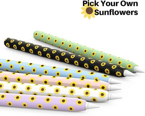 NIUTRENDZ Sunflower Case for Apple Pencil 1st Generation Case Cover Silicone Protective Sleeve Accessories with Apple Pencil Tips Cover & Cable Adapter Tether (Black) in Kuwait