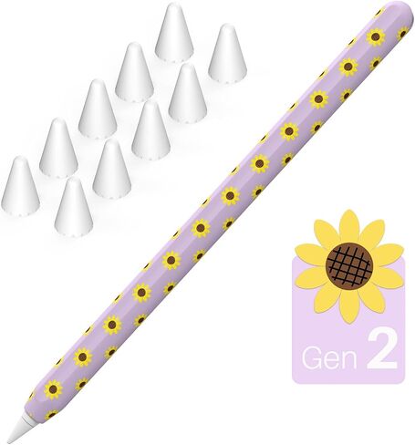NIUTRENDZ Sunflower Case for Apple Pencil 1st Generation Case Cover Silicone Protective Sleeve Accessories with Apple Pencil Tips Cover & Cable Adapter Tether (Black) in Kuwait