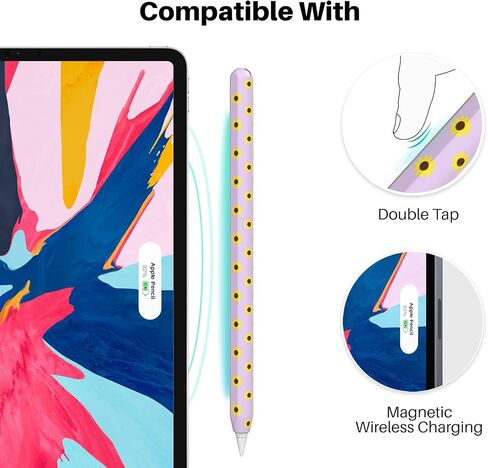 NIUTRENDZ Sunflower Case for Apple Pencil 1st Generation Case Cover Silicone Protective Sleeve Accessories with Apple Pencil Tips Cover & Cable Adapter Tether (Black) in Kuwait