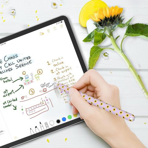 NIUTRENDZ Sunflower Case for Apple Pencil 1st Generation Case Cover Silicone Protective Sleeve Accessories with Apple Pencil Tips Cover & Cable Adapter Tether (Black) in Kuwait
