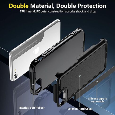 jaroco لهاتف iPhone SE Case 2022/2020، iPhone 8/7 [مقاوم للصدمات] [مقاوم للغبار] [حماية من السقوط من الدرجة العسكرية] [عبوتان من واقي الشاشة] جراب هاتف عالي التحمل لكامل الجسم 4.7 بوصة - أسود in Kuwait