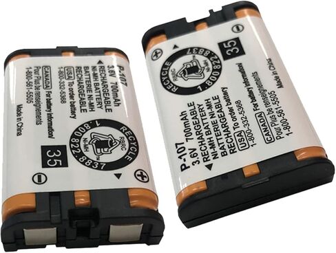 بطارية هاتف لاسلكية BAOBIAN 3.6 فولت 700 مللي أمبير في الساعة HHR-P107 قابلة لإعادة الشحن متوافقة مع هاتف باناسونيك HHR-P107 HHRP107 HHR-P107A HHRP107A هاتف لاسلكي (عبوة من 2) in Kuwait