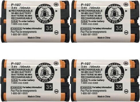 بطارية هاتف لاسلكية BAOBIAN 3.6 فولت 700 مللي أمبير في الساعة HHR-P107 قابلة لإعادة الشحن متوافقة مع هاتف باناسونيك HHR-P107 HHRP107 HHR-P107A HHRP107A هاتف لاسلكي (عبوة من 2) in Kuwait