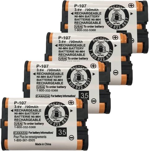 بطارية هاتف لاسلكية BAOBIAN 3.6 فولت 700 مللي أمبير في الساعة HHR-P107 قابلة لإعادة الشحن متوافقة مع هاتف باناسونيك HHR-P107 HHRP107 HHR-P107A HHRP107A هاتف لاسلكي (عبوة من 2) in Kuwait
