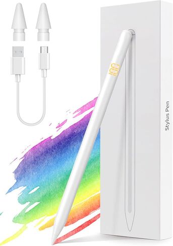 قلم رصاص الجيل الأول لجهاز Apple iPad مع خاصية رفض راحة اليد وشاشة LED للطاقة، قلم نشط متوافق مع (2023-2018) Apple iPad Pro (11/12.9 بوصة)، iPad Air 3/4/5، iPad10/9/8/7/6، آيباد ميني 5/6 in Saudi Arabia