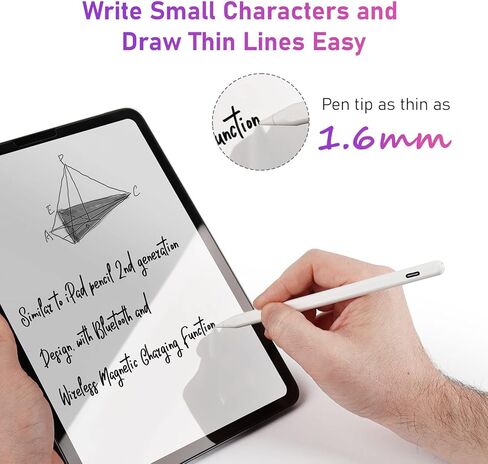 قلم رصاص الجيل الأول لجهاز Apple iPad مع خاصية رفض راحة اليد وشاشة LED للطاقة، قلم نشط متوافق مع (2023-2018) Apple iPad Pro (11/12.9 بوصة)، iPad Air 3/4/5، iPad10/9/8/7/6، آيباد ميني 5/6 in Saudi Arabia