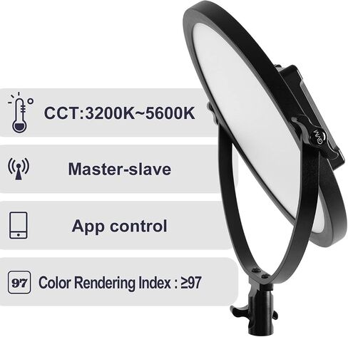 مجموعة مصابيح LED دائرية ناعمة ثنائية اللون CRI97+ من جي في ام، 30 واط CCT 3200-5600 كلفن مع تحكم عن طريق التطبيق للتصوير الفوتوغرافي/الاستوديو/تصوير فيديو العاب اليوتيوب in Kuwait