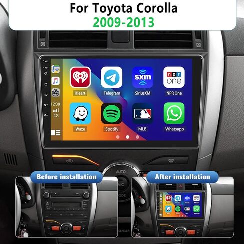 CAMECHO Car Stereo Audio for Toyota Corolla 2009-2013 with Carplay & Android Auto, 2GB+32GB Android 11 Double Din 9 inch Touchscreen Car Radio, Auto Radio with Bluetoooth WiFi GPS AHD Backup Camera in Saudi Arabia