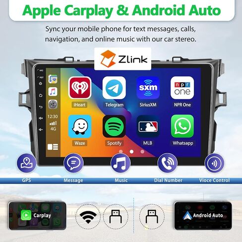 CAMECHO Car Stereo Audio for Toyota Corolla 2009-2013 with Carplay & Android Auto, 2GB+32GB Android 11 Double Din 9 inch Touchscreen Car Radio, Auto Radio with Bluetoooth WiFi GPS AHD Backup Camera in Saudi Arabia