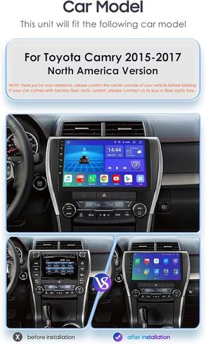 راديو سيارة ستيريو 10.1 بوصة يعمل بنظام الأندرويد 12 لسيارة تويوتا كامري 2015-2017 إصدار أمريكا الشمالية Carplay اللاسلكي | Android Auto 8-Core 4G+32G عرض الطقس WiFi GPS Navigation Bluetooth 5.0 (4GB+32GB) in Kuwait