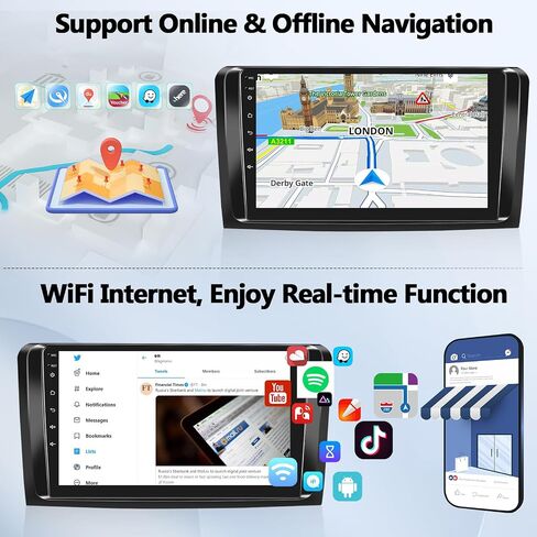 2G+32G Android 11 Car Stereo for Mercedes Benz GL ML Class W164 ML280 ML350 ML500 X164 GL320 GL350 GL450 2005-2011 with Apple CarPlay Android Auto Mirror Link GPS Navigation Bluetooth FM Radio WiFi in Saudi Arabia