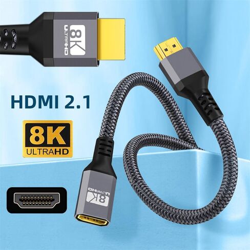 كابل تمديد xiwai HDMI 2.1 ذكر إلى أنثى فائق الدقة 8K 60 هرتز 4K 120 هرتز 48 جيجا بايت في الثانية مع سلك HDMI صوتي ثلاثي الأبعاد أسود 0.5 متر in Saudi Arabia