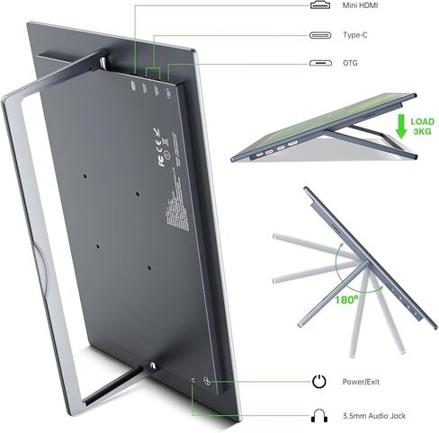 شاشة iFoo المحمولة تعمل باللمس مقاس 15.6 بوصة لأجهزة الكمبيوتر المحمول 1080 بكسل، شاشة USB-C محمولة فائقة النحافة للسفر مع حامل معدني، شاشة ألعاب HDR للعناية بالعين ذات 10 نقاط (لا تعمل باللمس iPhone) in Kuwait