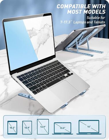i-Blason Cosmo Laptop Stand, Adjustable Aluminum Alloy Laptop Riser Holder with Multi-Angle Stand Compatible with MacBook Pro/MacBook Air, 7-17.3" Laptops & Tablets (Ocean) in Saudi Arabia