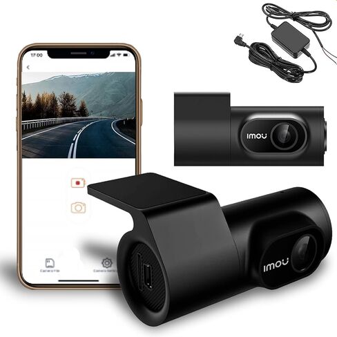 كاميرا Imou Mini Body Dash Camera T200 طقم كابل ركن السيارة المجاني، تسجيل حلقة التوصيل البيني 124 درجة FOV TF بطاقة نظام متعدد اللغات، مستشعر G، شاشة وقوف السيارات 24 ساعة، التطبيق، دعم 128 جيجابايت بحد أقصى in Kuwait