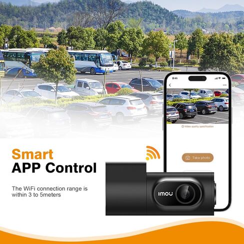 كاميرا Imou Mini Body Dash Camera T200 طقم كابل ركن السيارة المجاني، تسجيل حلقة التوصيل البيني 124 درجة FOV TF بطاقة نظام متعدد اللغات، مستشعر G، شاشة وقوف السيارات 24 ساعة، التطبيق، دعم 128 جيجابايت بحد أقصى in Kuwait