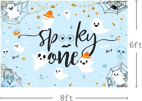 MEHOFOND 7x5ft Halloween Spooky One Birthday Backdrop Blue 1st Birthday Backdrop for Boys Cute Ghost Spider Web First Bday Party Photography Background Banner Cake Table Decoration Photo Studio Props in Saudi Arabia