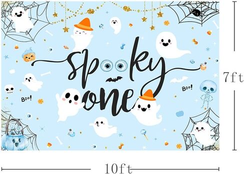 MEHOFOND 7x5ft Halloween Spooky One Birthday Backdrop Blue 1st Birthday Backdrop for Boys Cute Ghost Spider Web First Bday Party Photography Background Banner Cake Table Decoration Photo Studio Props in Saudi Arabia