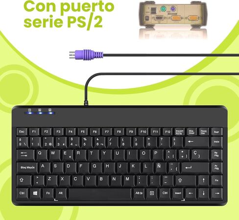 Perixx PERIBOARD-409U ES - لوحة مفاتيح USB صغيرة - Negro Brillante - QWERTY Español مع Ñ tecla in Kuwait