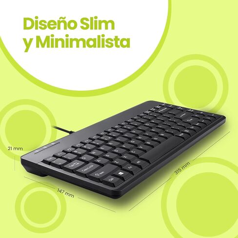 Perixx PERIBOARD-409U ES - لوحة مفاتيح USB صغيرة - Negro Brillante - QWERTY Español مع Ñ tecla in Kuwait
