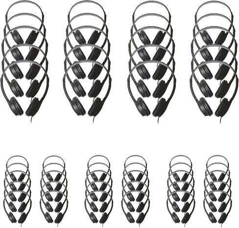 Soundnetic SN313 Bulk Classroom Headphones 100 Pack – Wired On-Ear Stereo Headphones for Students K-12, Leatherette Earpads, 3.5mm Jack, Compatible with Chromebook, Laptop, Computer – School Pack in Kuwait