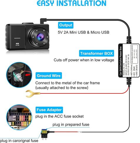 Dash Cam Hardwire Kit, Micro USB-Port Hard Wire Kit for Dashcam in Saudi Arabia