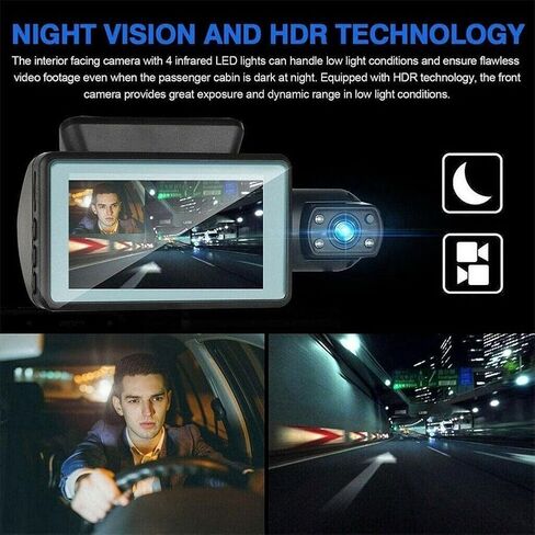 2 Lens Car Video Recorder HD1080P Dash Cam Car Black Box 3.0inch IPS Camera Recorder Night Vision G-Sensor Loop Recording Dvr in Saudi Arabia