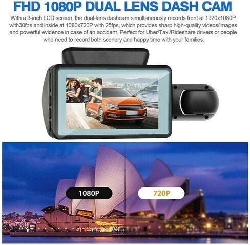 2 Lens Car Video Recorder HD1080P Dash Cam Car Black Box 3.0inch IPS Camera Recorder Night Vision G-Sensor Loop Recording Dvr in Saudi Arabia