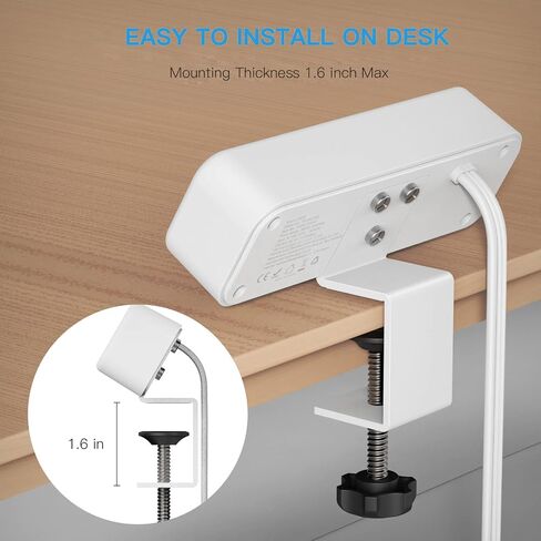 3 Outlet Desk Clamp Power Strip with USB C, Black Flat Plug Desktop Edge Clamp Power Socket Connect 6.5 ft Thin Extension Cord for 1.6 inch Tables in Kuwait