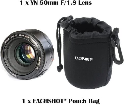 YONGNUO YN50mm F1.8 Lens AF/MF Standard Prime Lens for Canon EOS Rebel Camera + EACHSHOT Lens Bag in Saudi Arabia