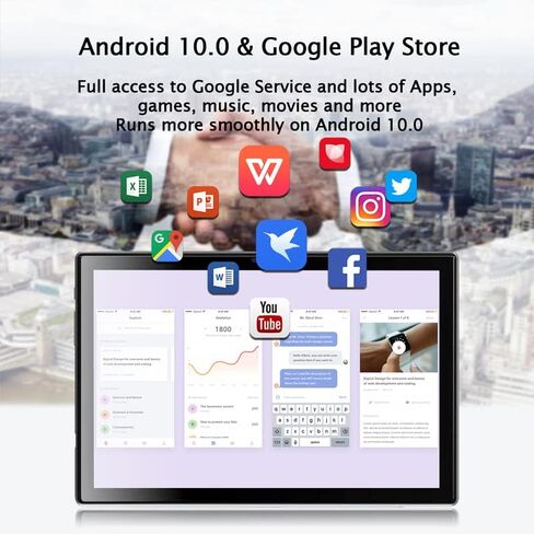 كمبيوتر محمول FHD مع شاشة تعمل باللمس، كمبيوتر لوحي 2 في 1 10.1 بوصة Android 10.0GMS، ذاكرة وصول عشوائي 4 جيجابايت، ذاكرة تخزين داخلية 64 جيجابايت كمبيوتر لوحي مع لوحة مفاتيح، قلم، بطارية 5000 مللي أمبير، تابلت خلوي 4G مع فتحة بطاقة Sim مزدوجة in Kuwait