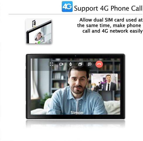 كمبيوتر محمول FHD مع شاشة تعمل باللمس، كمبيوتر لوحي 2 في 1 10.1 بوصة Android 10.0GMS، ذاكرة وصول عشوائي 4 جيجابايت، ذاكرة تخزين داخلية 64 جيجابايت كمبيوتر لوحي مع لوحة مفاتيح، قلم، بطارية 5000 مللي أمبير، تابلت خلوي 4G مع فتحة بطاقة Sim مزدوجة in Kuwait