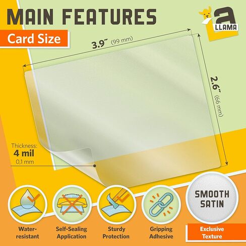 أوراق تغليف ذاتية اللصق بحجم بطاقة العمل، لمسة نهائية ناعمة من الساتان، 2.6 × 3.9 بوصة، سمك 4 مل، 20 حزمة من أوراق التصفيح ذاتية الغلق، أكياس تغليف لبطاقات العمل 2 × 3.5 in Kuwait