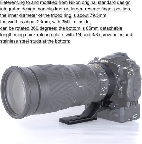 Camera Metal Replacement 79mm Lens Collar Tripod Mount Ring for Nikon AF-S NIKKOR 200-500mm f/5.6E ED VR Lens 20058, Built-in Arca-Swiss Type Quick Release Plate with 1/4" and 3/8" Screw Holes in Saudi Arabia