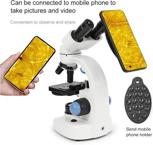 40x-10000x Led Binocular Compound Microscope, with Microscope Slides Set + Phone Adapter, for Children, Adults, School Laboratory Home Education in Saudi Arabia