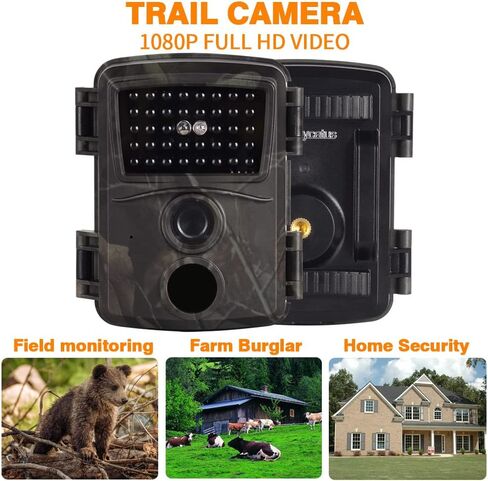 1080P 12MP Trail Camera, 0.8s Trigger Motion Latest Sensor View Hunting Camera with 38 IR LEDs and IP54 Waterproof Trail Game Camera for Scounting&Hunting Animal Detection(included 8GB memory card) in Kuwait