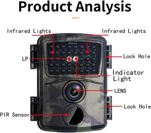 1080P 12MP Trail Camera, 0.8s Trigger Motion Latest Sensor View Hunting Camera with 38 IR LEDs and IP54 Waterproof Trail Game Camera for Scounting&Hunting Animal Detection(included 8GB memory card) in Kuwait