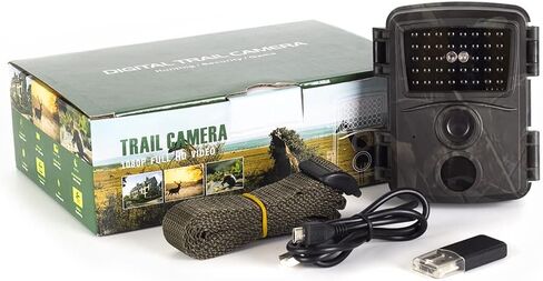 1080P 12MP Trail Camera, 0.8s Trigger Motion Latest Sensor View Hunting Camera with 38 IR LEDs and IP54 Waterproof Trail Game Camera for Scounting&Hunting Animal Detection(included 8GB memory card) in Kuwait