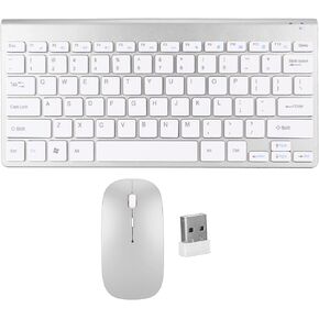Keyboard Mouse Combo, Waterproof Keyboard and Mouse Set with LED Indicator for PC Laptop, Quiet and Ergonomic (Gold)
