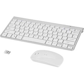 Keyboard Mouse Combo, 2.4GHz Slim Keyboard and Mouse Kit for Desktop, Computer, PC(Silver) in Saudi Arabia