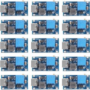 10Pcs Boost Module MT3608 DC-DC Step Up Converter 2A Boost Regulator Voltage Converter Board Type C Power Supply Module Adjustable Voltage Regulator Input Voltage 2V-24V to 5V-28V Voltage Module