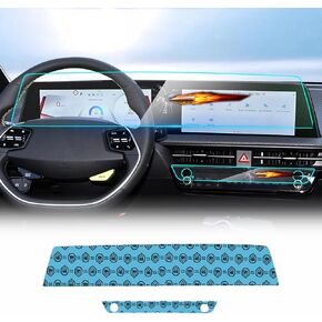 YEBOOCA شاشة LCD للملاحة وواقي شاشة مجموعة السيارة مناسب لشاشة اللمس KIA EV6 2022 2023، مع واقي شاشة للتحكم في المناخ فيلم بلاستيكي مضاد للخدش، عبوات من قطعتين in Kuwait