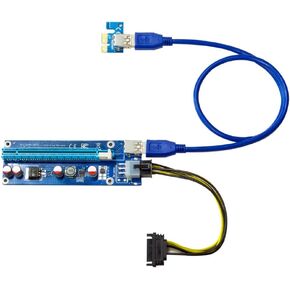 PCIe Riser Card Adapter 1x to 16x with 6-Pin Power Cable, SATA to PCI-E Extension Cable for GPU Bitcoin Mining, Ethereum, ETH, Crypto Mining Rig (Latest Version) in Saudi Arabia