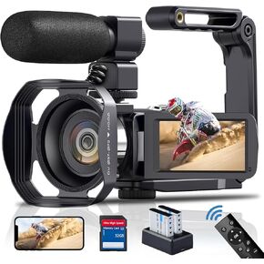 كاميرا فيديو 4K كاميرا فيديو الترا 48 ميجابكسل 18X تكبير رقمي واي فاي IR للرؤية الليلية كاميرا تسجيل فيديو لليوتيوب 3.0 بوصة شاشة تعمل باللمس مع ميكروفون ومثبت وجهاز تحكم عن بعد وبطاريتين وبطاقة SD in Kuwait