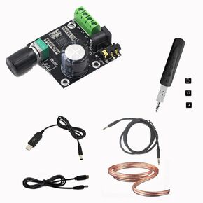 Super Slim 15W+15W PAM8610 Mini Stereo AMP، لوحة مضخم صوت رقمي مزدوج القناة من الفئة D مع جهاز استقبال صوت لاسلكي BT وكابلات الطاقة ومكبر الصوت in Kuwait