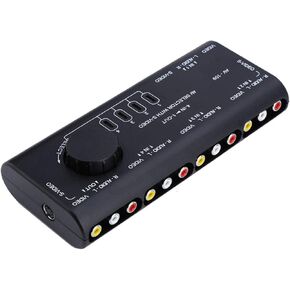 4 in 1 Out AV Switch Box, Out Composite Audio Video Signal Switcher with Cable for Set Top Box DVD VCD TV Screen pc Audio Video Switcher Black in Saudi Arabia